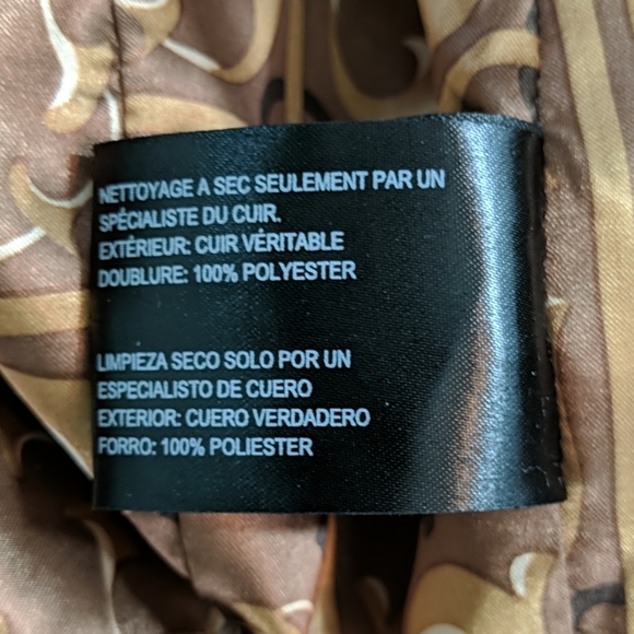 Bernardo Leather Classic Round Neck Carmel Jacket - Picture 8 of 8